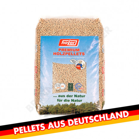 Holzpellets Sackware Palette DinPlus Hoyer Premium Pellet 6mm 66 Säcke je 15kg Gesamt 990kg