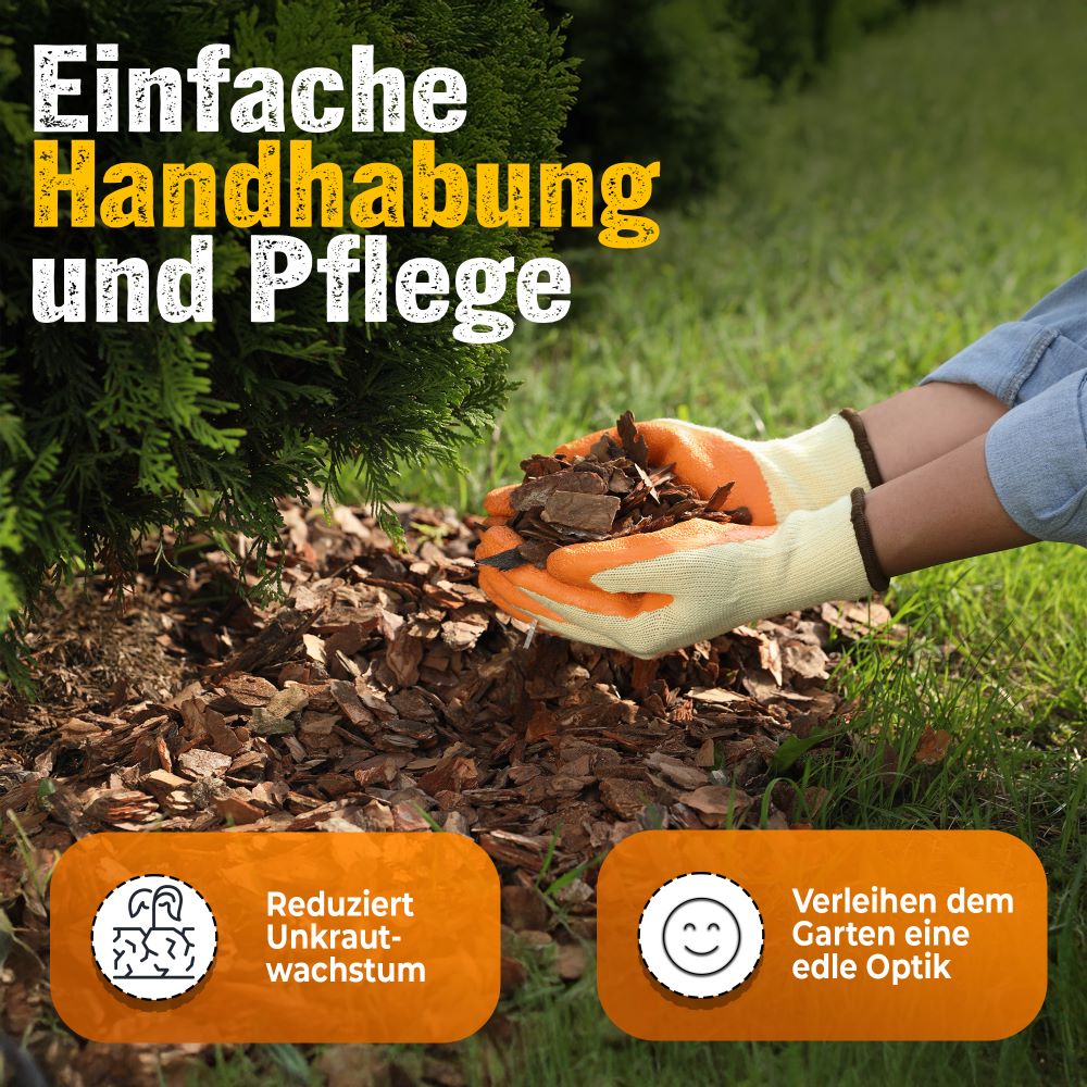 Pinienrinde Mittel 10-25 mm 140L (2x70L) Premium Pinienmulch aus Mittelmeerkiefer